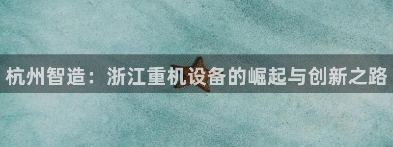 天宏娱乐直播在线观看高清：杭州智造：浙江重机设备的崛起与创新